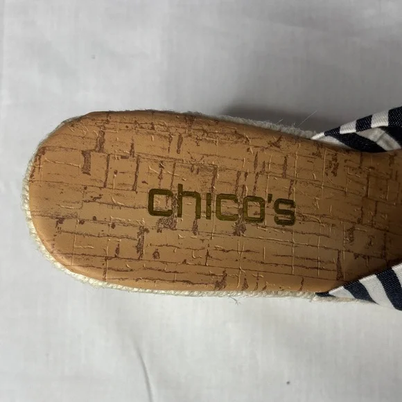 🖤 Chico’s Black & White Striped Espadrilles Heel Size 8 New 🖤 - Picture 8 of 12